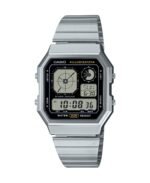 Men's Vintage Digital Stainless Steel Bracelet Watch 34mm