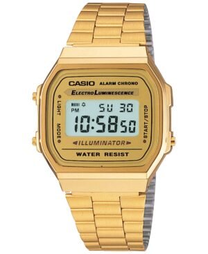 Men's Digital Vintage Gold-Tone Stainless Steel Bracelet Watch 39x39mm A168WG-9MV