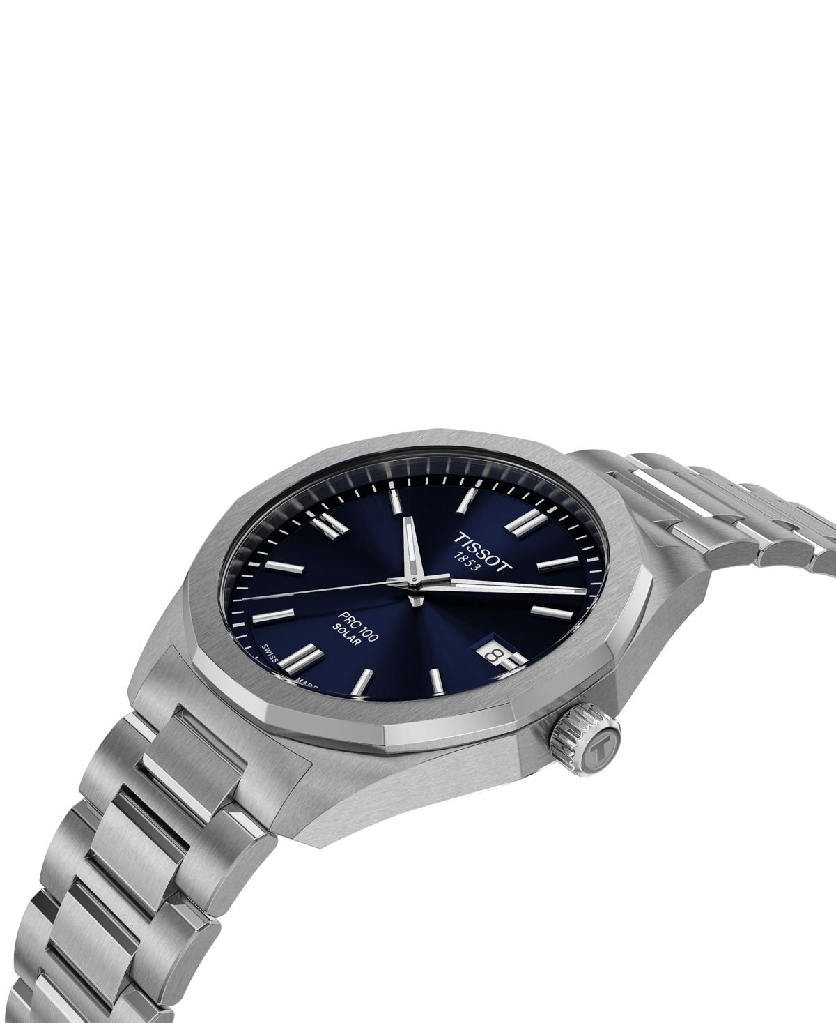 Tissot Men's Swiss PRC 100 Solar Quartz Stainless Steel Bracelet Watch 39mm