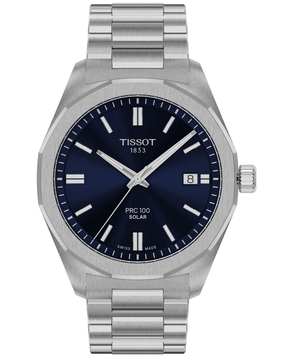 Tissot Men's Swiss PRC 100 Solar Quartz Stainless Steel Bracelet Watch 39mm