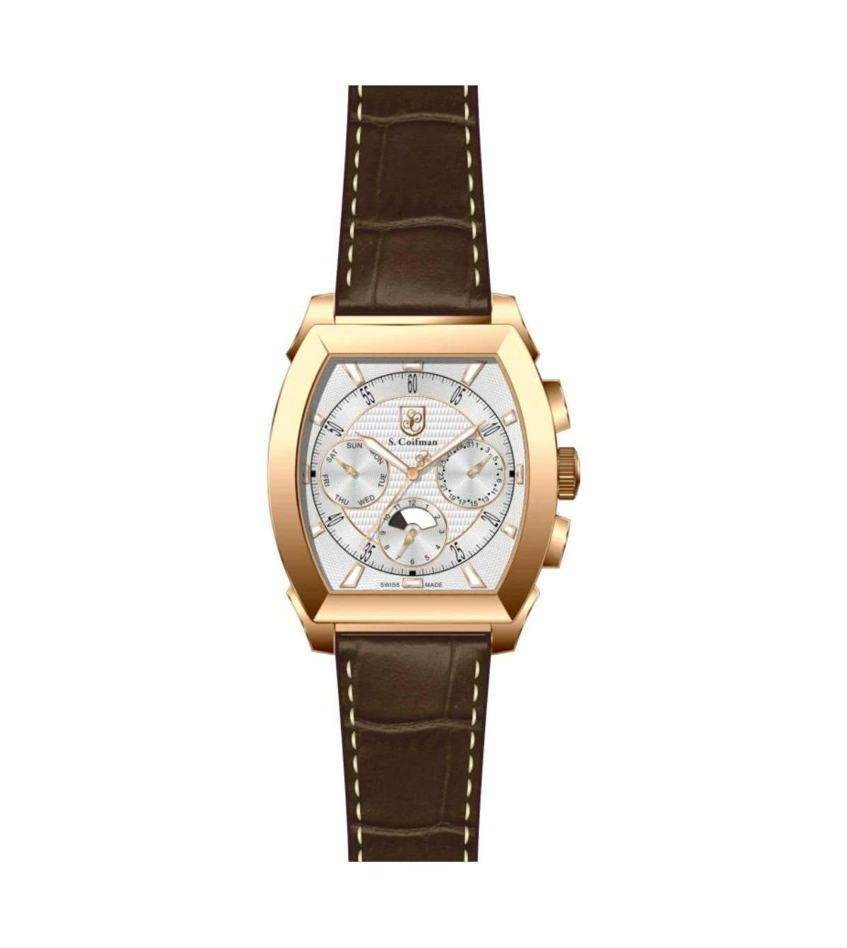 Invicta S.Coifman SC0090 Men's Chronograph Silver Dial Leather Strap Watch 45mm