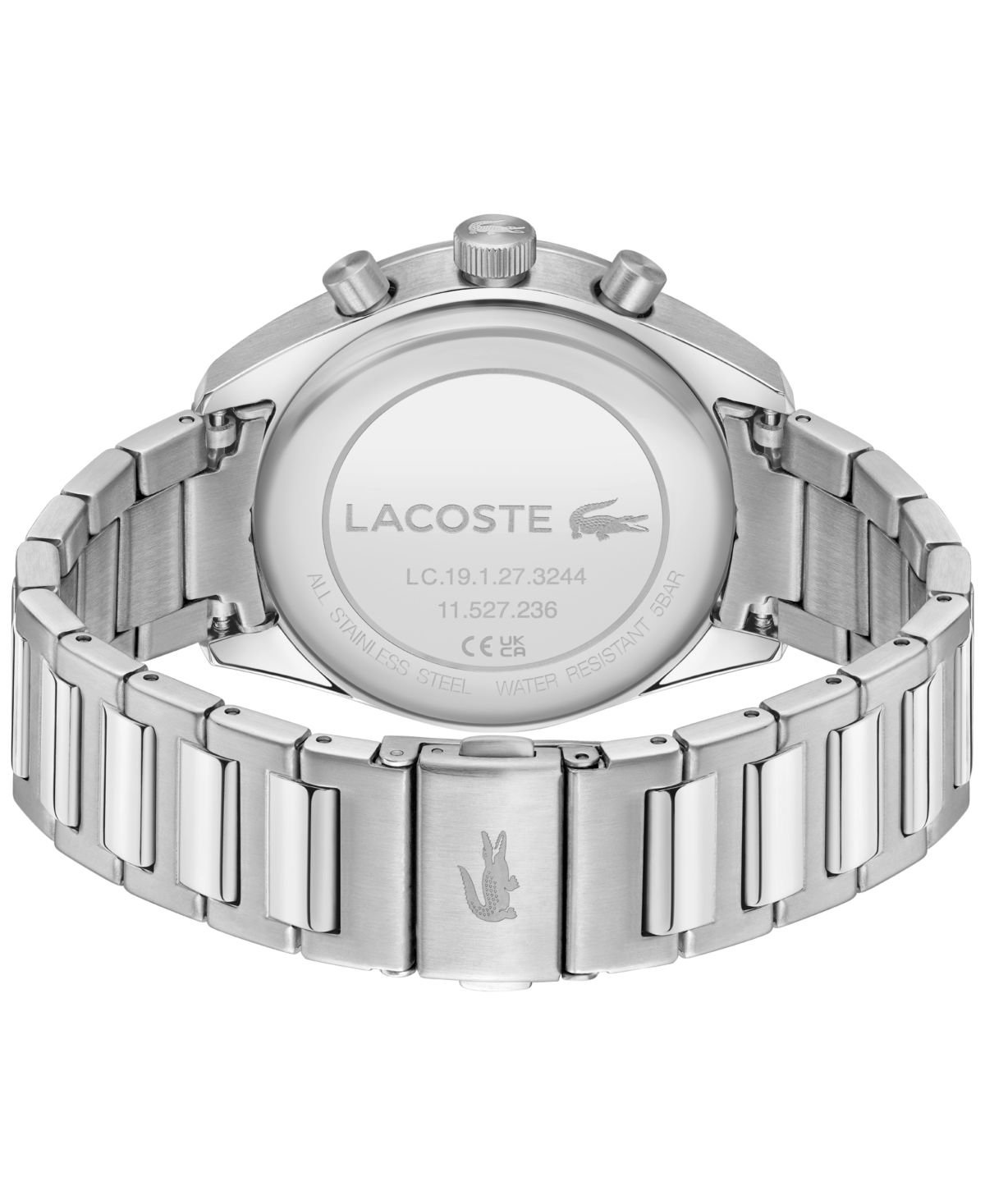 Lacoste Men's Quartz Boston Silver-Tone Stainless Steel Bracelet Watch 42mm