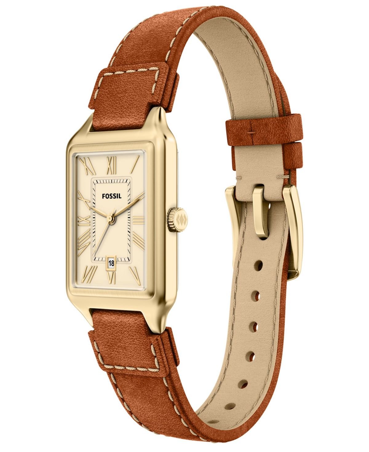 Fossil Women's Raquel Three-Hand Date Medium Brown Leather Watch 23mm
