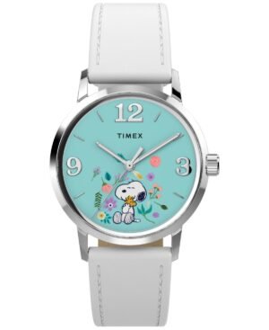 Timex Women's Quartz Analog White Leather Watch 38mm