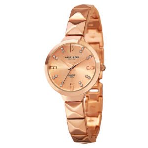 Akribos XXIV Ornate Quartz Diamond Rose Dial Ladies Watch P50118