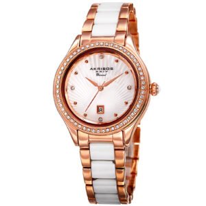 Akribos XXIV Quartz Crystal Mother of Pearl Dial Ladies Watch AK977RG