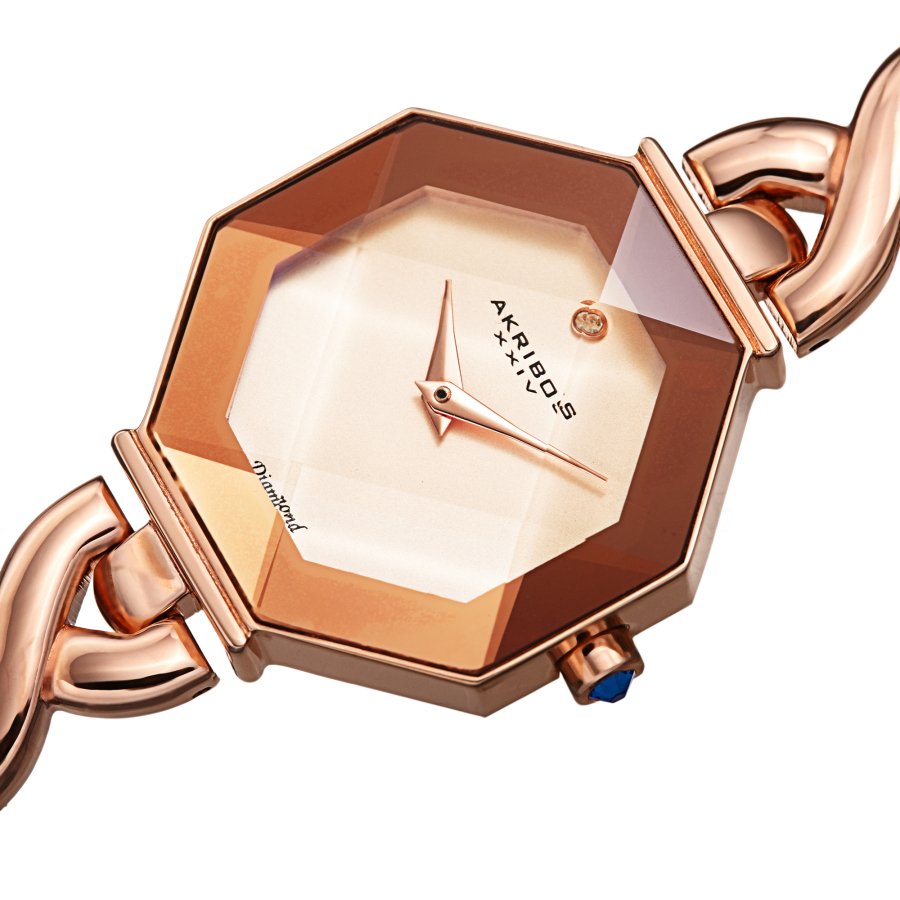 Akribos XXIV Quartz Diamond Rose Gold Dial Ladies Watch AK1086RG - Image 2