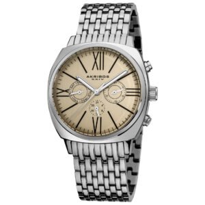 Akribos Cream Dial Stainless Steel Men's Watch AK636SSW - luxury watch