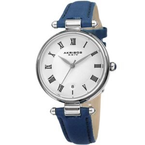 Quartz White Dial Blue Leather Ladies Watch AK1070BU - luxury watch