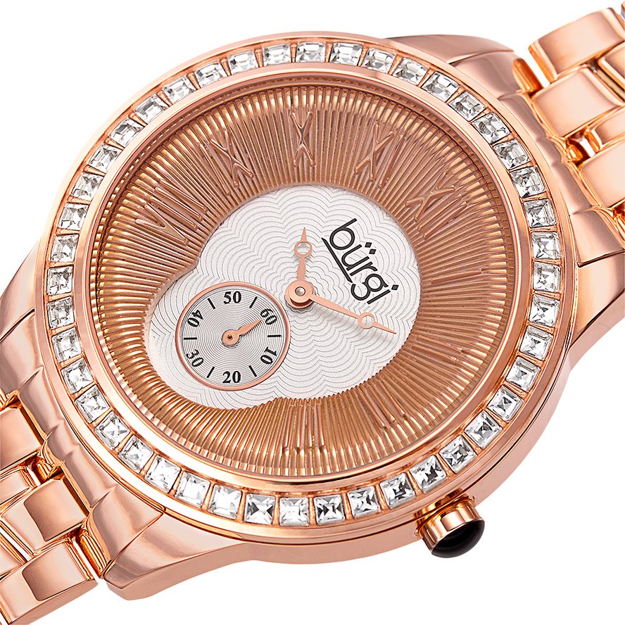 Burgi Silver and Gold Dial Rose Gold-tone Ladies Watch BUR106RG