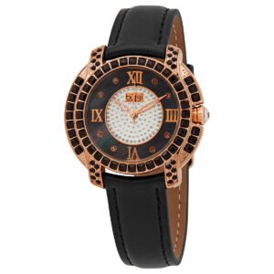 Burgi Black Mother of Pearl Dial Black Leather Ladies Watch BUR156BKR