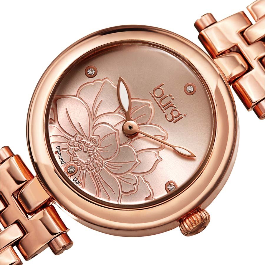 Burgi Flower Marker Quartz Diamond Ladies Watch BUR223RG