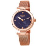 Burgi Flower Marker Quartz Diamond Blue Dial Ladies Watch BUR260RGBU