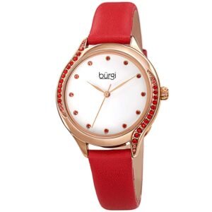 Crystal White Dial Red Leather Ladies Watch BUR239RD - luxury watch