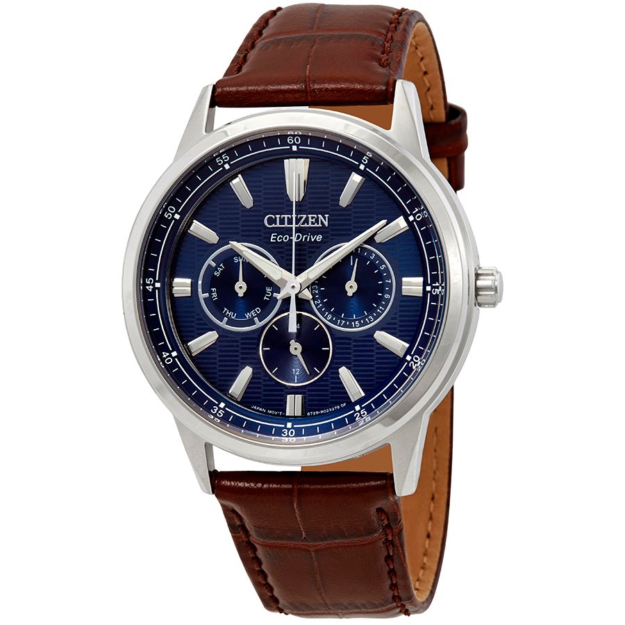 Citizen Corso Blue Dial Brown Leather Men's Watch BU2070-12L