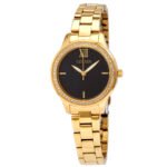 Citizen Black Dial Quartz Ladies Crystal Watch EL3082-55E