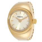 Fossil Quartz Gold Dial Ladies Watch Ring ES5246