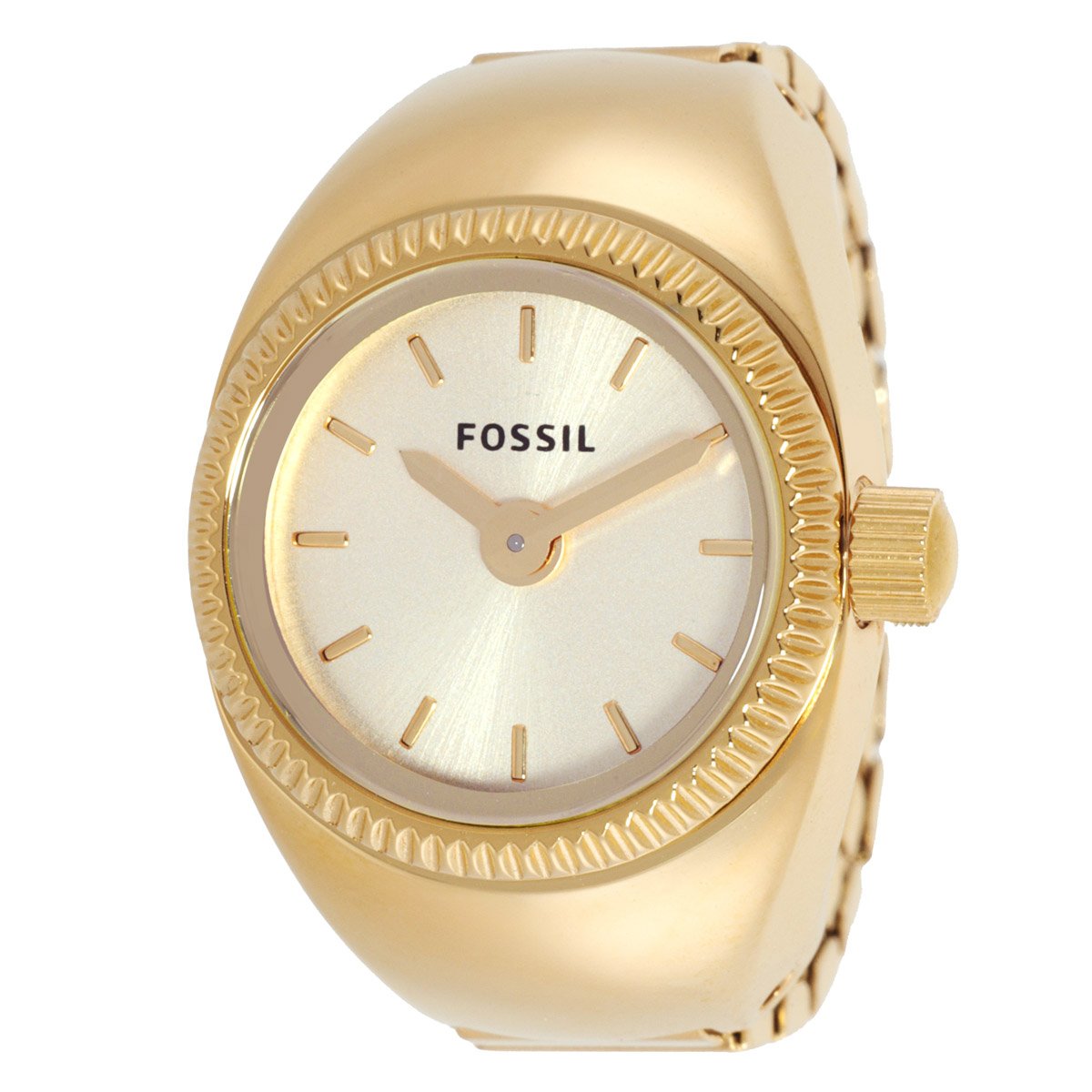Fossil Quartz Gold Dial Ladies Watch Ring ES5246