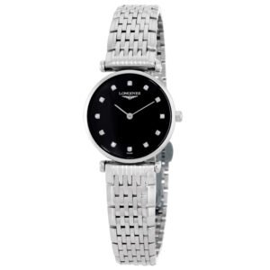 Longines La Grande Classique Quartz Diamond Black Dial Ladies Watch L4.209.4.58.C