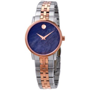 Movado Museum Classic Blue Mother of Pearl Dial Two-tone Ladies Watch 0607268