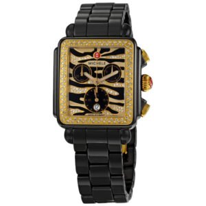 Michele Deco Safari Cheetah Black Ceramic Ladies Watch MWW06F000012