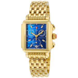 Michele Deco Chronograph Blue Mother of Pearl Dial Gold-plated Ladies Watch MWW06P000221