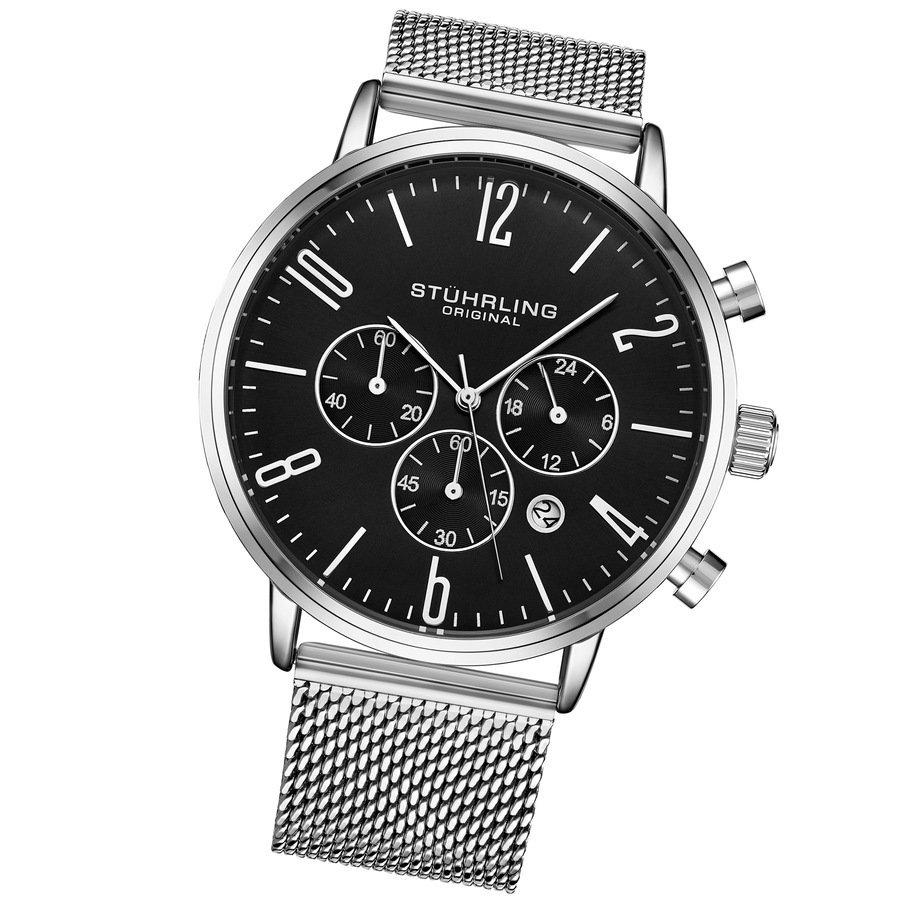 Stuhrling Original Monaco Chronograph Quartz Black Dial Men's Watch M16247 - Image 2